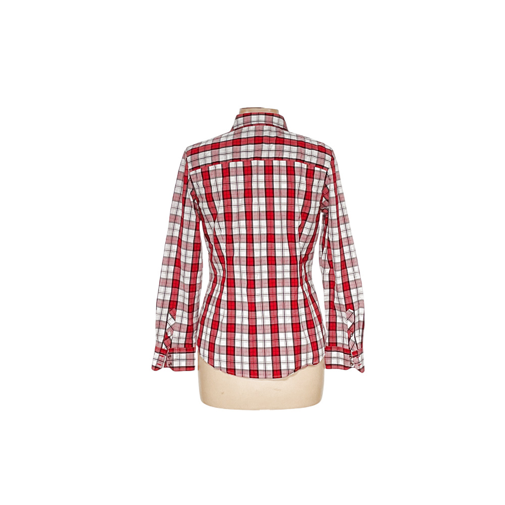 Talbots Red Gingham Button-Up Top, Size 10 - image 2